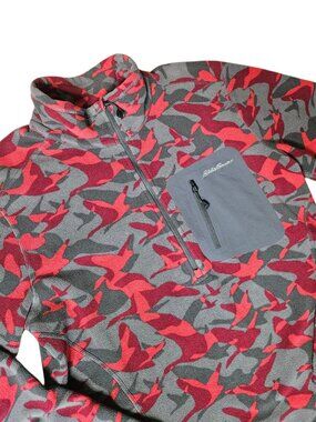 Eddie Bauer First Ascent Bird Logo Camo Fleece Sweatshirt Men's M Gorpcore Hike